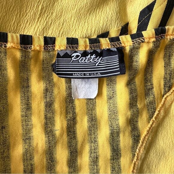 Patty Vintage 80’s Yellow Black Striped Fitted Dress Size M - Picture 9 of 9